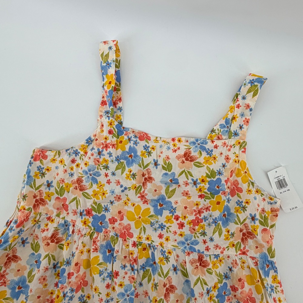 Old Navy Girls XL 14-16 Floral Tiered Ruffle Sundress Sleeveless Square Neck New